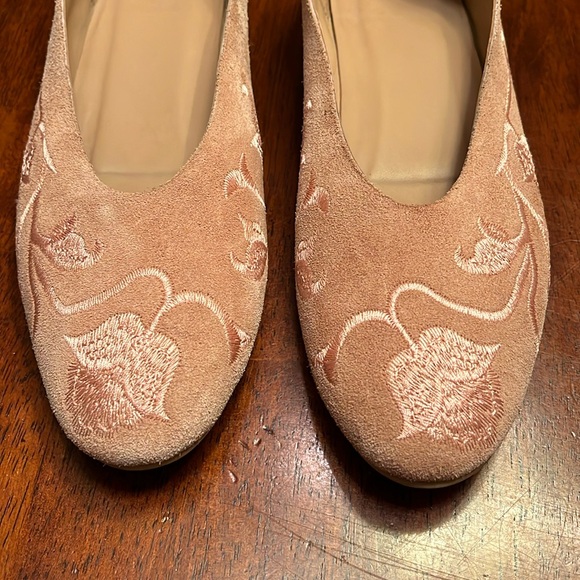 Huma Blanco pink suede embroidered flats size 10 - Picture 2 of 11